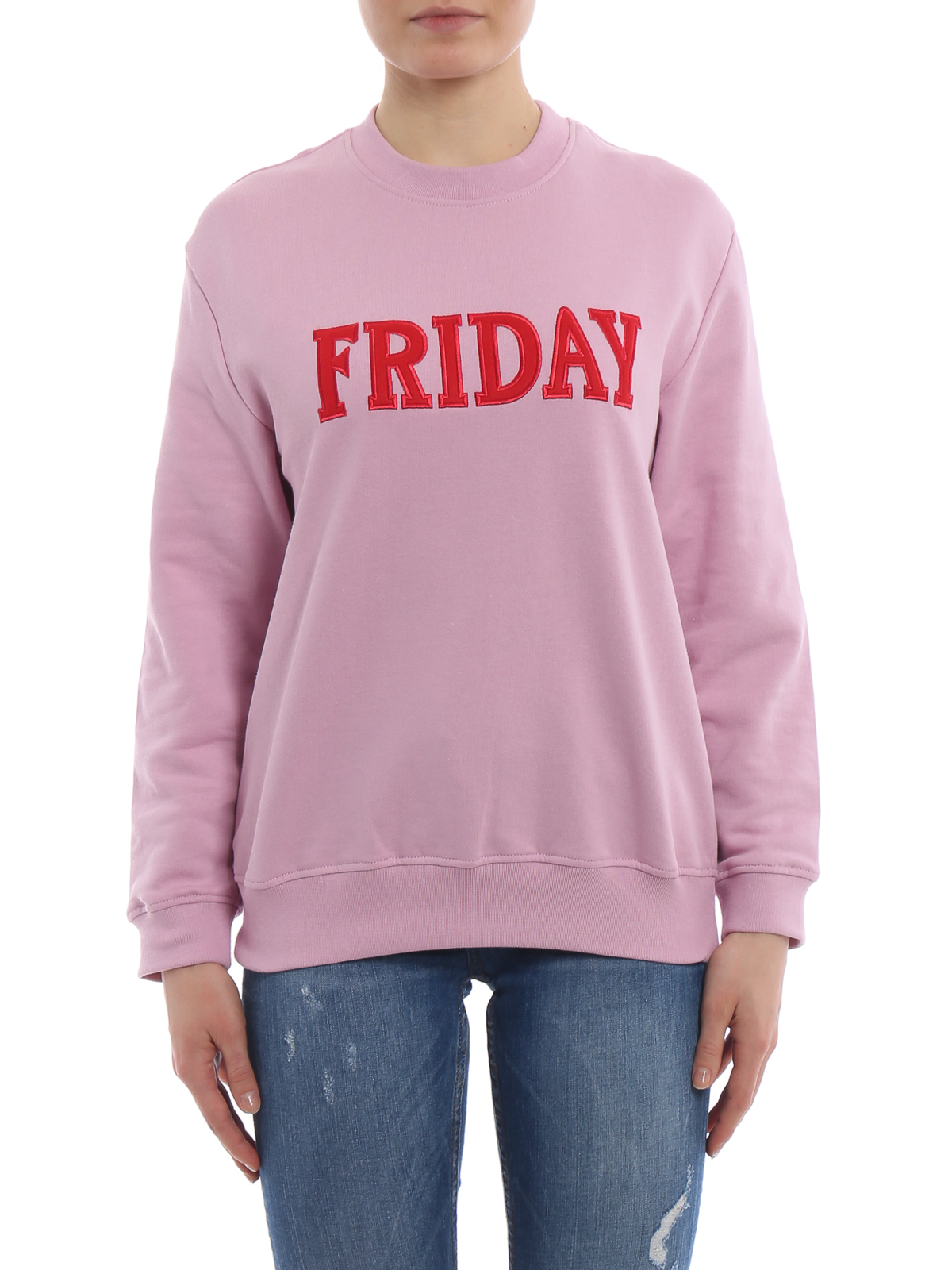 Sweatshirts Sweaters Alberta Ferretti Friday embroidery pink sweatshirt 170116760222